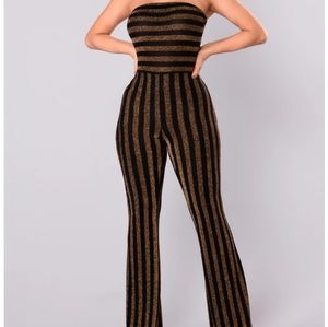 Black and Gold Stripe Jumpsuit